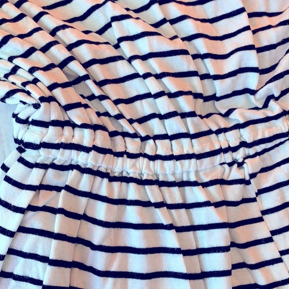 Women’s Striped Wrap Front Casual Elastic Waist Short Romper 3/4 Sleeve - Picture 9 of 9